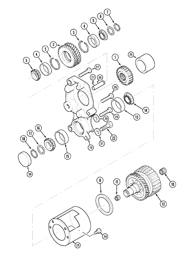Схема запчастей Case IH MX120 - (06-38) - DRIVE AND IDLER GEARS 4WD (06) - POWER TRAIN