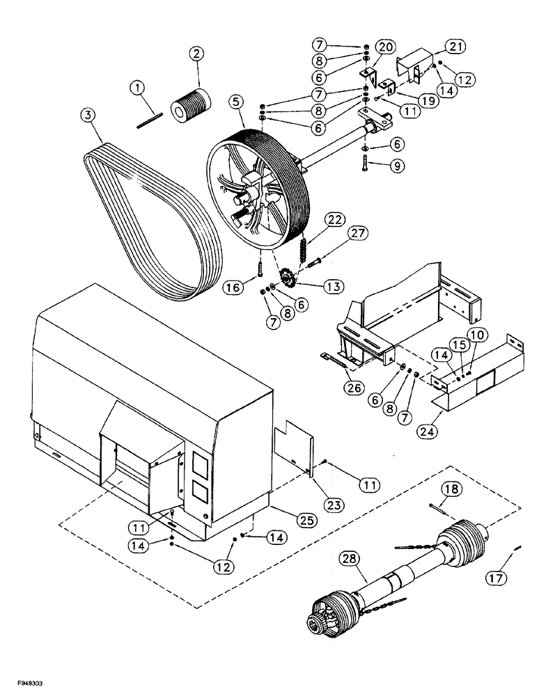 Схема запчастей Case IH 1260 - (9B-010) - DRIVE - 20 AND 26 INCH HAMMERMILLS (12) - CHASSIS