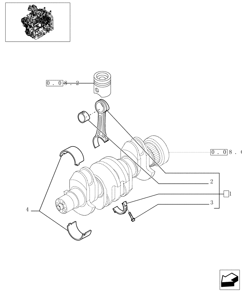 Схема запчастей Case IH JX1100U - (0.08.1) - CONNECTING ROD (01) - ENGINE