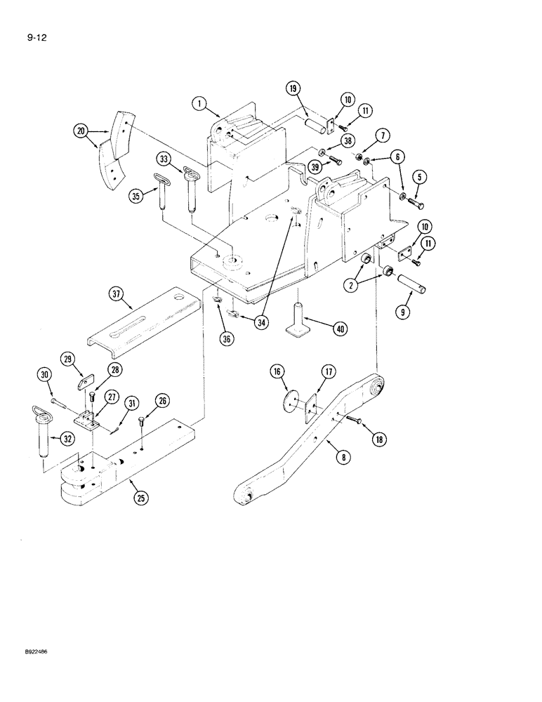 Схема запчастей Case IH 9230 - (9-012) - HITCH LOWER LINK, MOUNTS AND DRAWBAR, PRIOR TO P.I.N. JCB0028400 (09) - CHASSIS/ATTACHMENTS