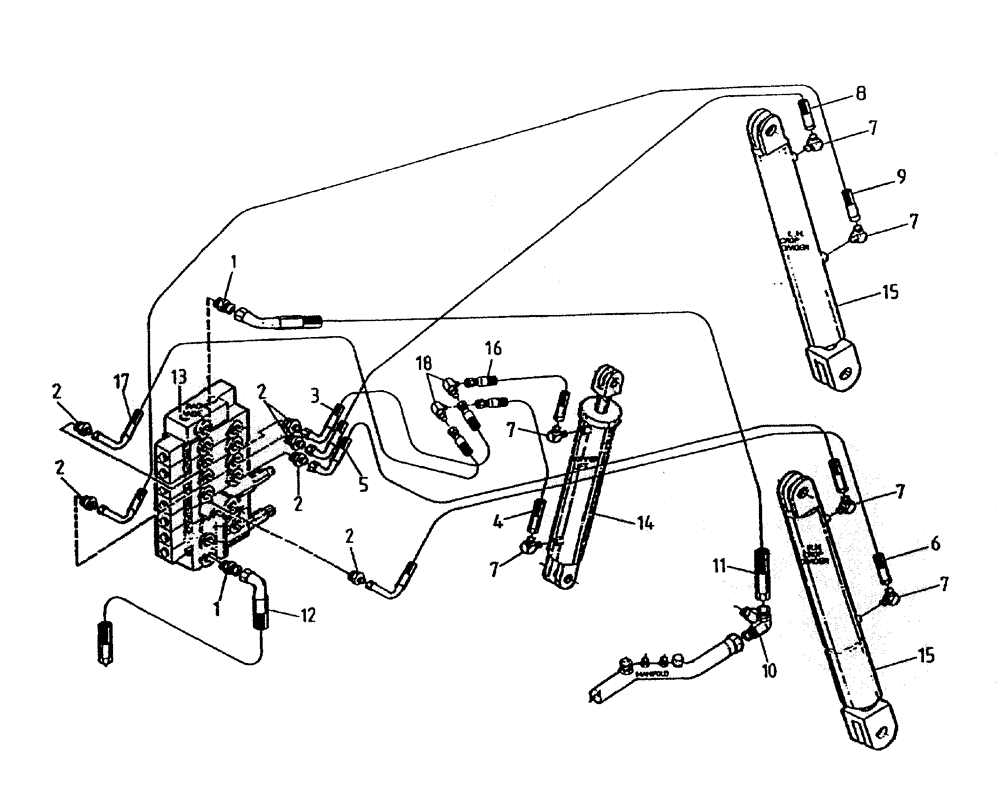 Схема запчастей Case IH 7700 - (B06-25A) - HYDRAULIC CIRCUIT (TOPPER AND CROPDIVIDER 7700), SERIAL Hydraulic Components & Circuits