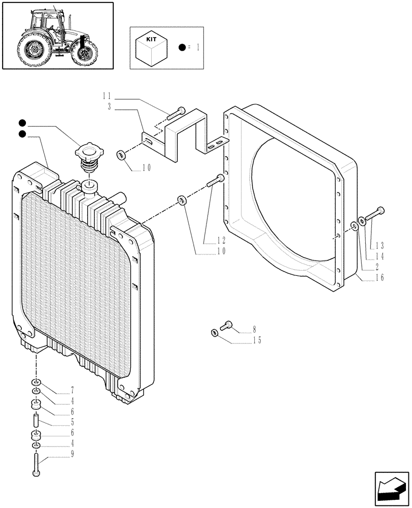 Схема запчастей Case IH JX90 - (1.17.0[03A]) - RADIATOR - CAP AND BRACKET - D5834 (02) - ENGINE EQUIPMENT