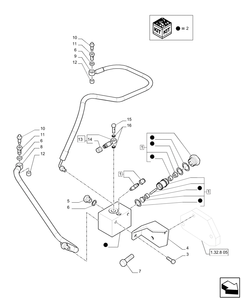 Схема запчастей Case IH PUMA 165 - (1.82.713) - (VAR.396) TRAILER BRAKE LOGIC VALVE FOR CLOSED CENTRE LOAD SENSING (07) - HYDRAULIC SYSTEM