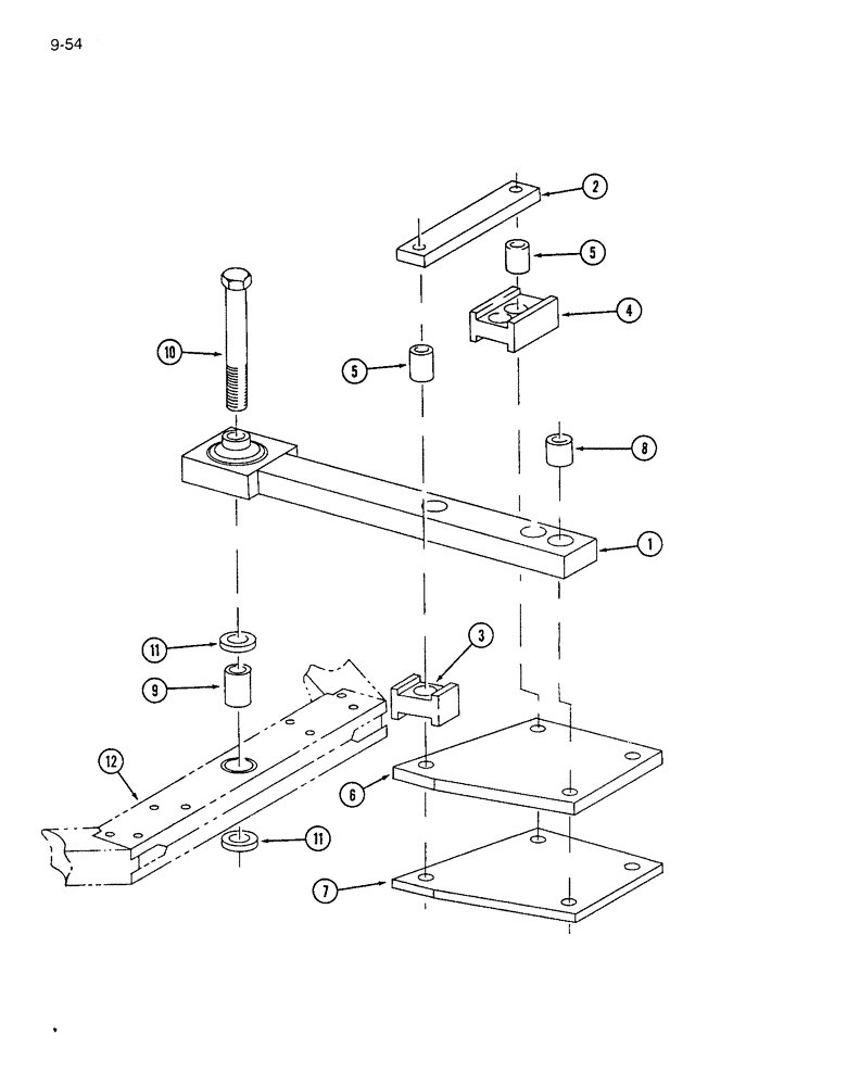 Схема запчастей Case IH 7200 - (9-054) - HITCH LINKS - FOUR DRILL - INNER, MACHINES BUILT 1985 AND (09) - CHASSIS/ATTACHMENTS