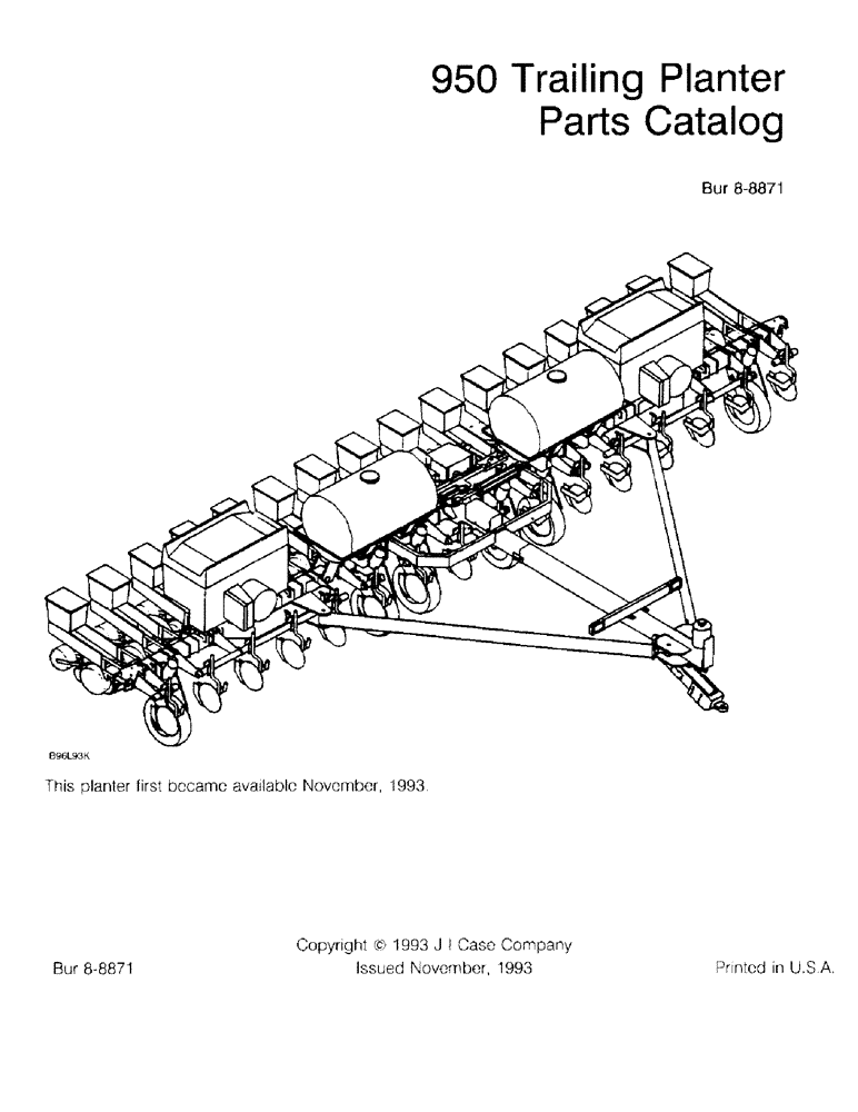 Схема запчастей Case IH 950 - (1-1) - 950 TRAILING PLANTER PARTS CATALOG (00) - PICTORIAL INDEX
