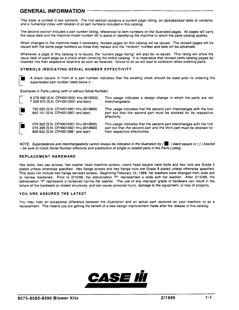 Схема запчастей Case IH 8575 - (1-1) - GENERAL INFORMATION 