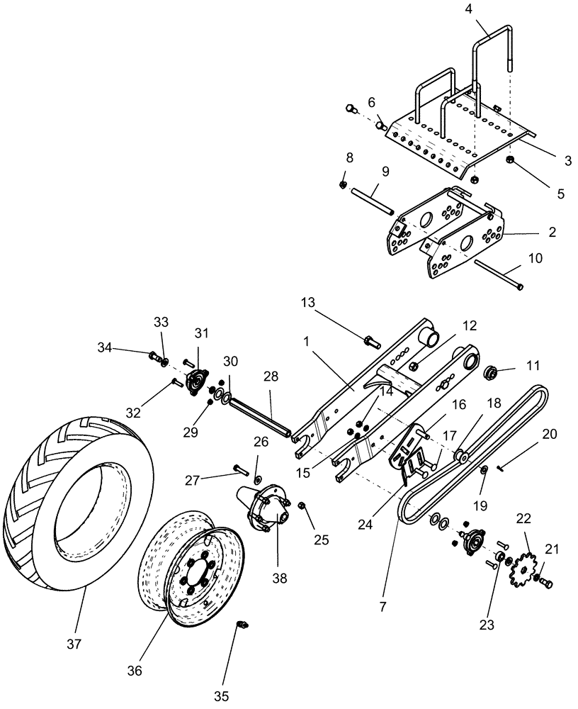Схема запчастей Case IH 1220 - (44.100.06) - DRIVE WHEELS - RH 12R MECH (44) - WHEELS