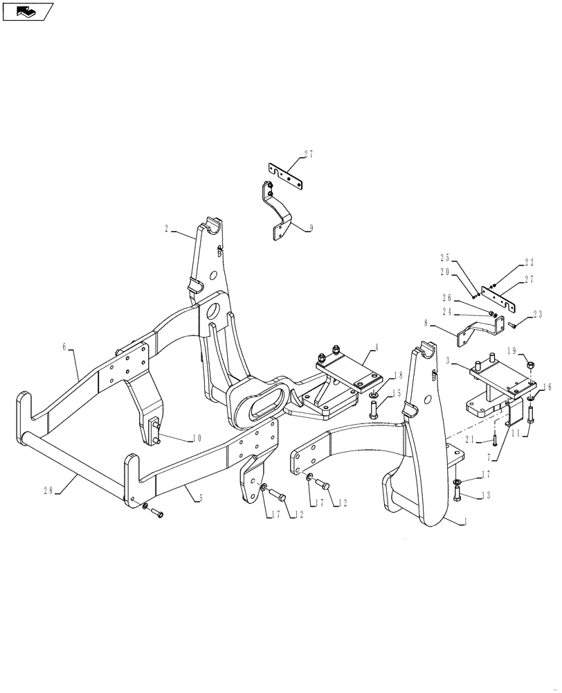Схема запчастей Case IH L540 - (39.100.AB[06]) - SUBFRAME SET, FARMALL 75N, 95N (39) - FRAMES AND BALLASTING