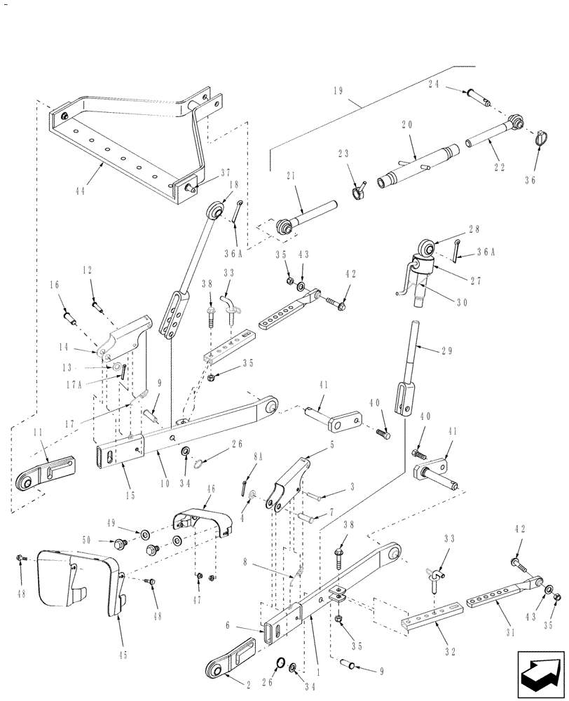 Схема запчастей Case IH FARMALL 40 - (09.02) - DELUXE 3PT HITCH, REAR COUNTERWEIGHT BRACKET & PTO SHIELD (09) - IMPLEMENT LIFT