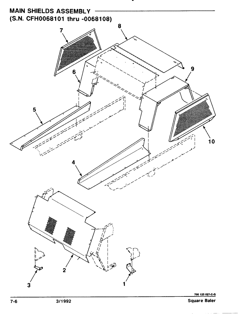 Схема запчастей Case IH 8570 - (7-06) - MAIN SHIELDS ASSEMBLY, SERIAL NO. CFH0068101 THRU AND UP TO 0068108 (12) - MAIN FRAME