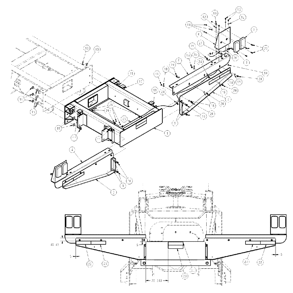 Схема запчастей Case IH 438 - (05-002) - EXTENSION GROUP, 60’, 46” Extensions & Mount Group