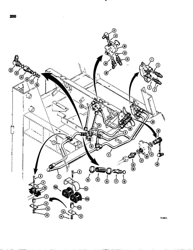 Схема запчастей Case IH 1845S - (200) - AUXILIARY HYDRAULIC CIRCUITS, BASIC HYDRAULIC CIRCUIT WITH FRONT HYDRAULIC CIRCUIT (35) - HYDRAULIC SYSTEMS