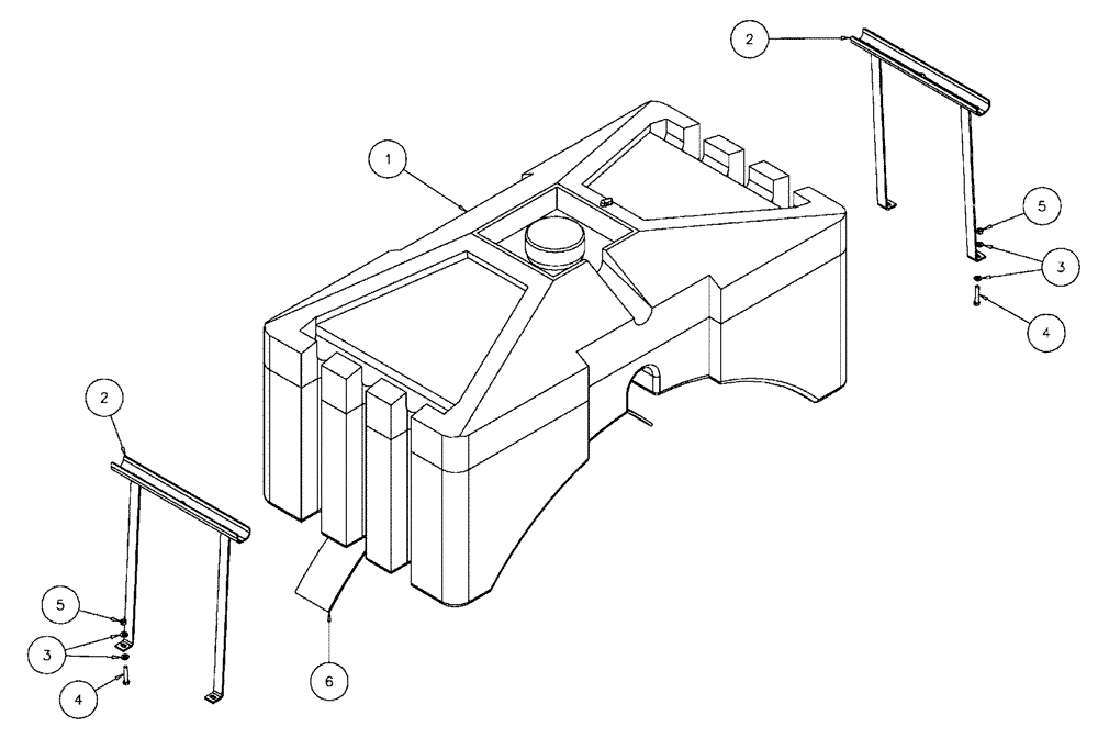 Схема запчастей Case IH FLX610 - (05-019) - WASH DOWN TANK MOUNTING Liquid Plumbing