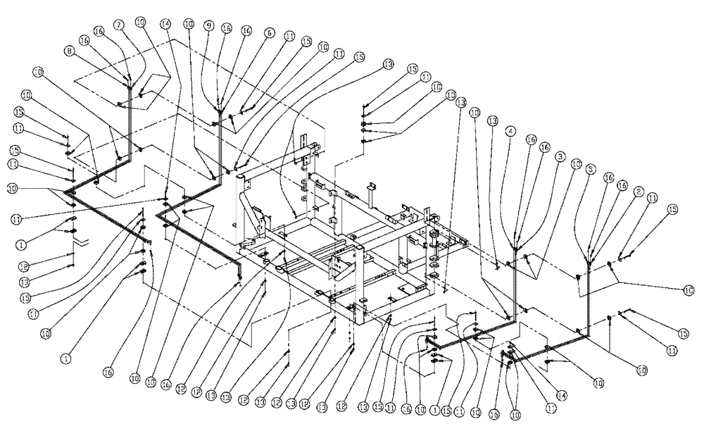 Схема запчастей Case IH 438 - (01-015) - BOOMS HYDRAULIC TUBES GROUP Basic Unit
