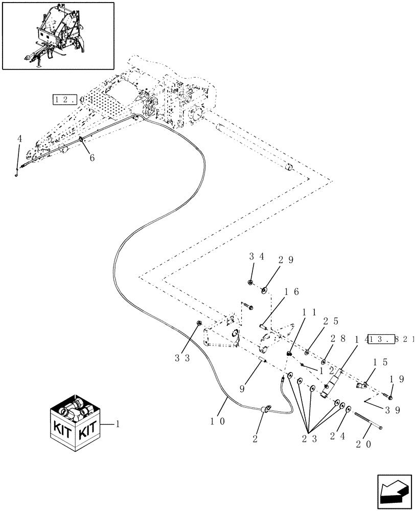 Схема запчастей Case IH RBX462 - (18.57) - HYDRAULIC PICKUP LIFT KIT (18) - ACCESSORIES