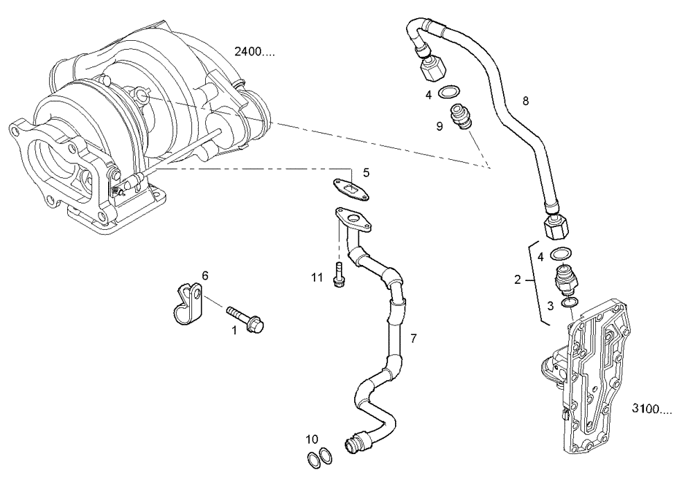Схема запчастей Case IH F4CE0354C D601 - (3010.206) - LUBE OIL LINES 