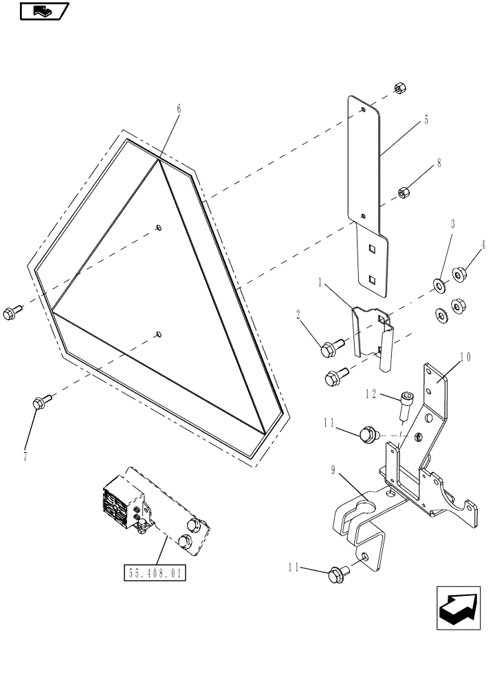Схема запчастей Case IH MAGNUM 190 - (90.108.01[01]) - SMV MOUNT & BRACKET (90) - PLATFORM, CAB, BODYWORK AND DECALS