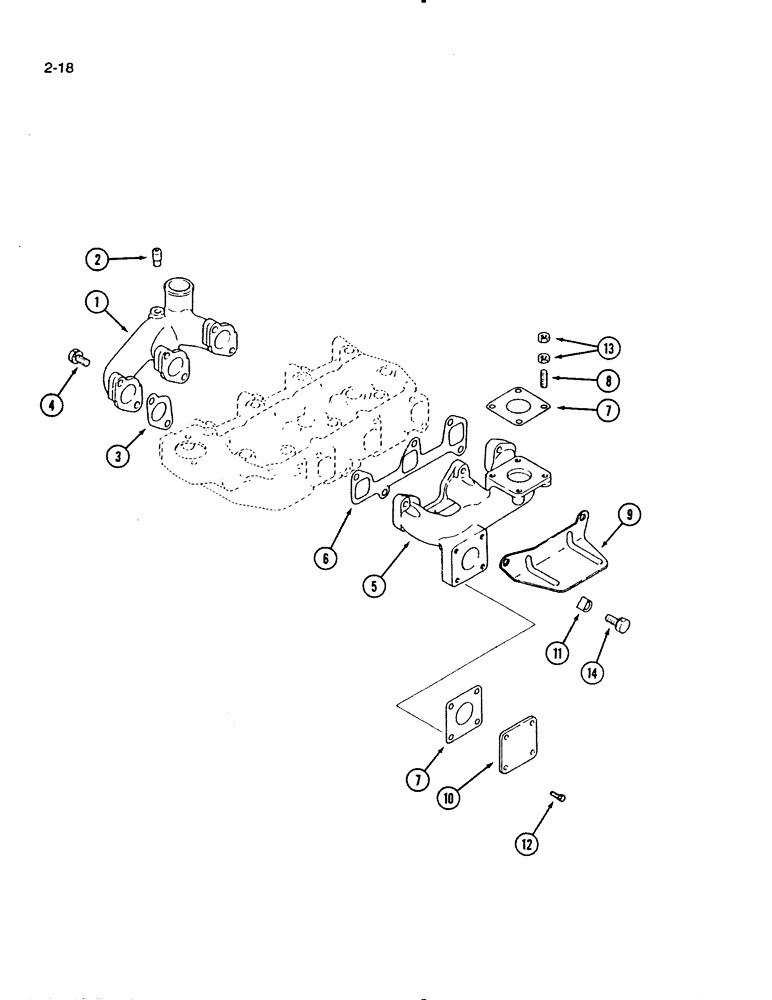 Схема запчастей Case IH 1140 - (2-18) - MANIFOLDS, 1140 TRACTOR (02) - ENGINE