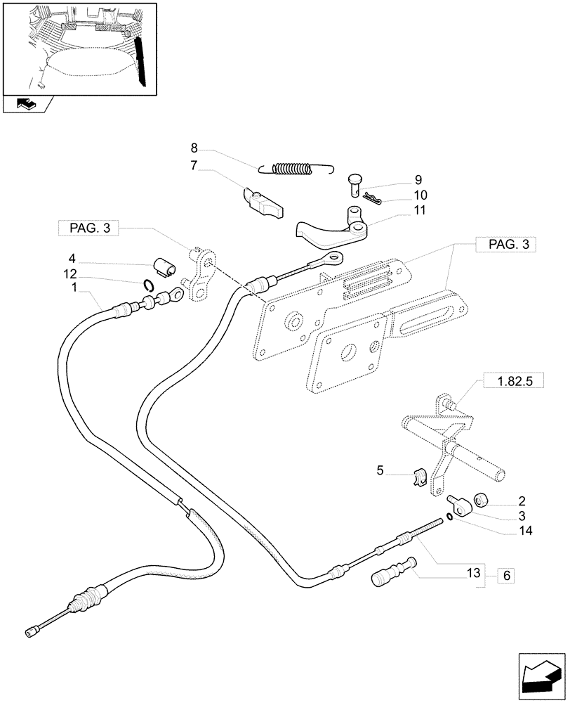 Схема запчастей Case IH FARMALL 85U - (1.95.4[02]) - THROTTLE CONTROL LINKAGE - FLEXIBLE CABLE, LEVER - L/CAB (10) - OPERATORS PLATFORM/CAB