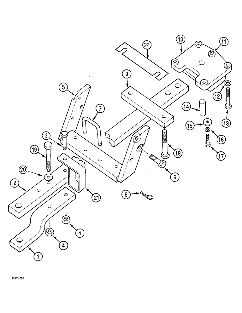 Схема запчастей Case IH 3230 - (9-110) - SWINGING DRAWBAR (09) - CHASSIS/ATTACHMENTS