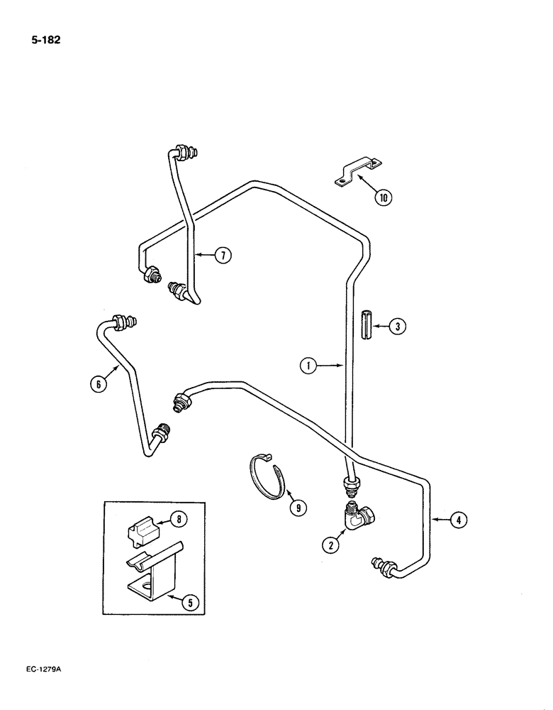 Схема запчастей Case IH 585 - (5-182) - STEERING PIPES REAR, 2 WHEEL DRIVE, WITHOUT CAB, P.I.N. 18001 AND AFTER (05) - STEERING