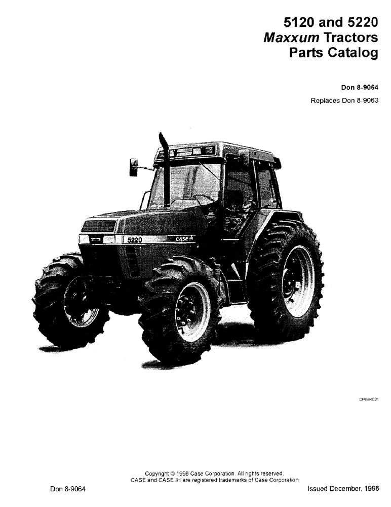 Схема запчастей Case IH 5120 - (0-01) - 5120 AND 5220 MAXXUM TRACTORS (00) - PICTORIAL INDEX