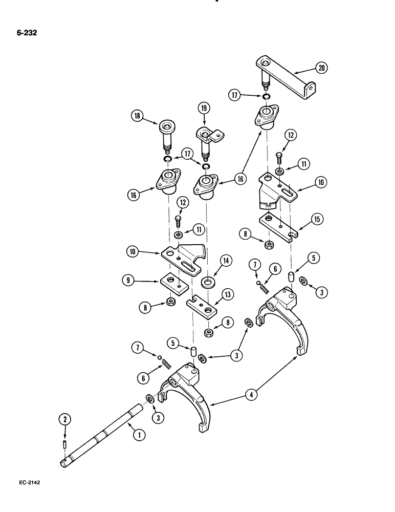 Схема запчастей Case IH 885 - (6-232) - SPEED SHIFT MECHANISM, WITHOUT CAB (06) - POWER TRAIN
