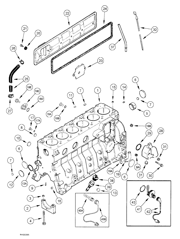 Схема запчастей Case IH SPX3185 - (03-032) - ENGINE - CYLINDER BLOCK (01) - ENGINE