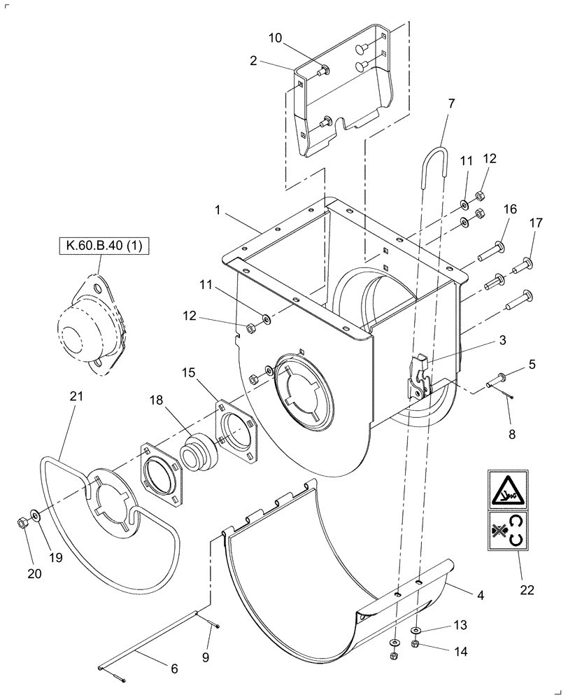 Схема запчастей Case IH AFX8010 - (K.60.B.52[4]) - BOTTOM BOOT, CLEAN GRAIN ELEVATOR - P.I.N. HAJ106401 & AFTER K - Crop Processing