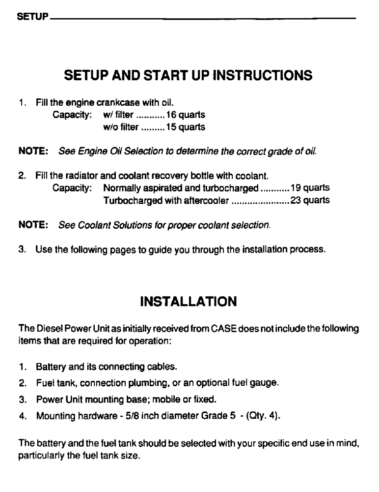 Схема запчастей Case IH 6590TA - (047) - SETUP, SETUP AND START UP INSTRUCTIONS, INSTALLATION 