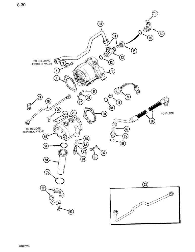 Схема запчастей Case IH 7120 - (8-30) - HYDRAULIC PUMP SYSTEM, TRANSMISSION SERIAL NUMBER AJB0055386 AND AFTER (08) - HYDRAULICS