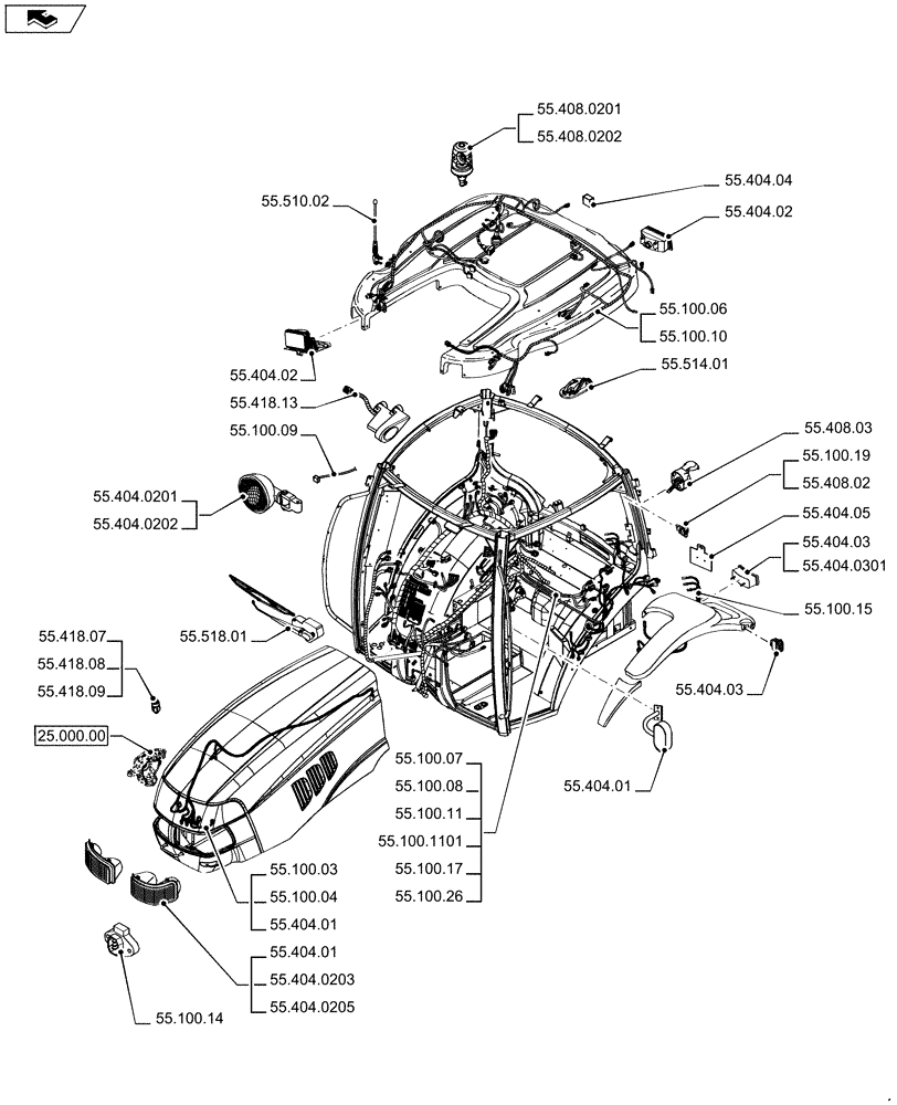 Схема запчастей Case IH PUMA 200 - (55.000.00[03]) - PICTORIAL INDEX - ELECTRICAL SYSTEMS (55) - ELECTRICAL SYSTEMS