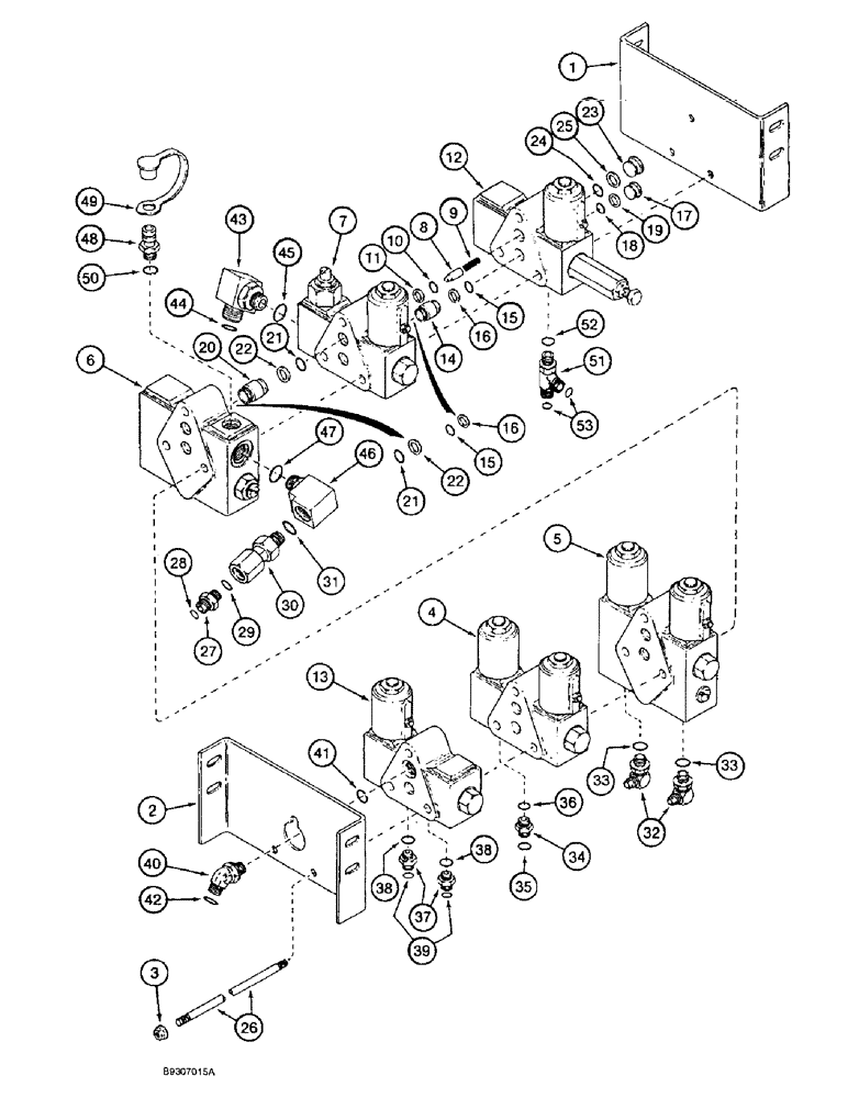 Схема запчастей Case IH 1666 - (8-36) - CONTROL VALVE AND MOUNTING, WITHOUT FORE AND AFT ATTACHMENT (07) - HYDRAULICS