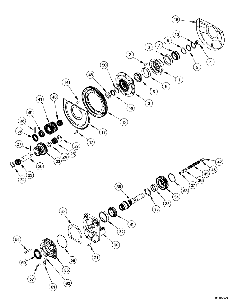 Схема запчастей Case IH MX240 - (6-118) - POWER TAKE-OFF ASSEMBLY, REDUCTION GEAR, DUAL SPEED (06) - POWER TRAIN