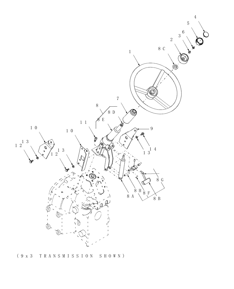 Схема запчастей Case IH DX29 - (03F01) - STEERING COLUMN, TILT (06) - FRONT AXLE & STEERING
