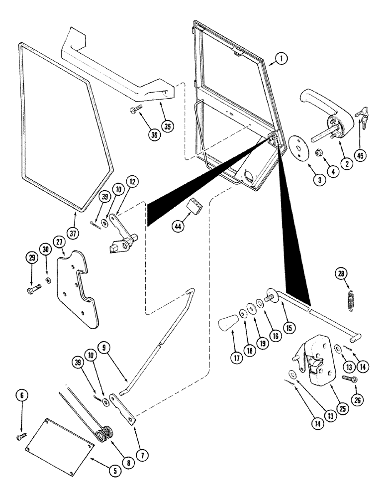 Схема запчастей Case IH 4694 - (9-442) - CAB, DOOR ASSEMBLY (09) - CHASSIS/ATTACHMENTS