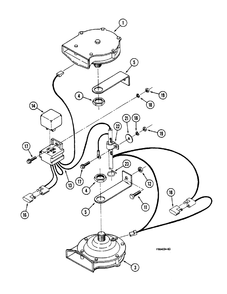 Схема запчастей Case IH 9150 - (4-74) - HORN AND MOUNTING (04) - ELECTRICAL SYSTEMS