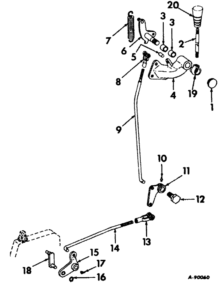 Схема запчастей Case IH 826 - (07-68) - DRIVE TRAIN, TORQUE AMPLIFIER LEVER AND CONNECTIONS, GEAR DRIVE TRACTORS (04) - Drive Train