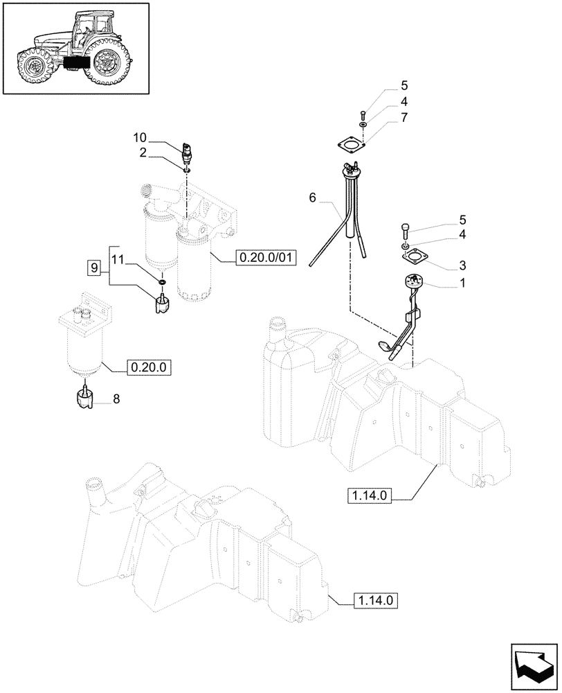 Схема запчастей Case IH MAXXUM 140 - (1.75.0[03]) - FUEL SYSTEM GAUGE AND SENSORS (06) - ELECTRICAL SYSTEMS