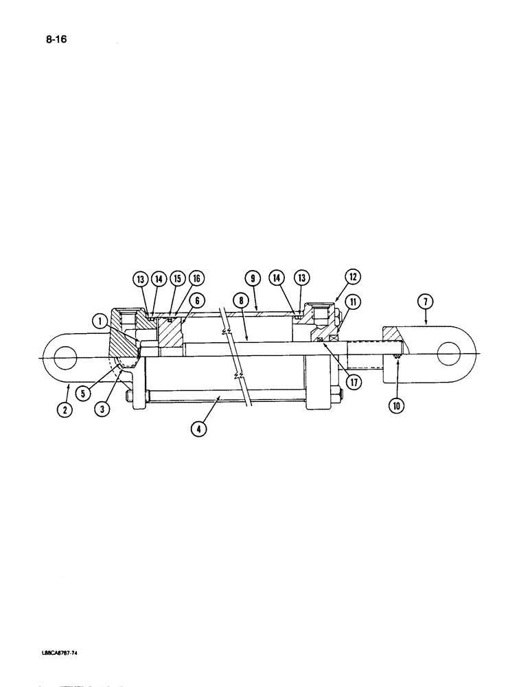Схема запчастей Case IH 496 - (8-16) - WING FOLDING CYLINDER 4 X 16 INCH (08) - HYDRAULICS