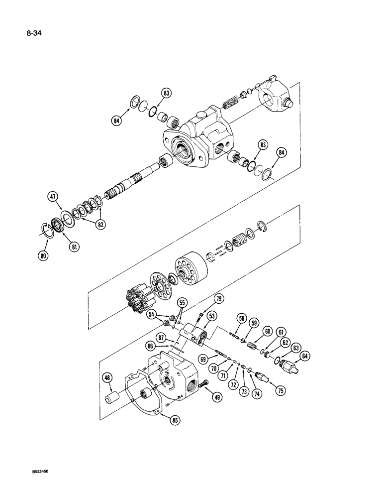 Схема запчастей Case IH 9250 - (8-034) - HYDRAULIC PISTON PUMP (CONTD) (08) - HYDRAULICS