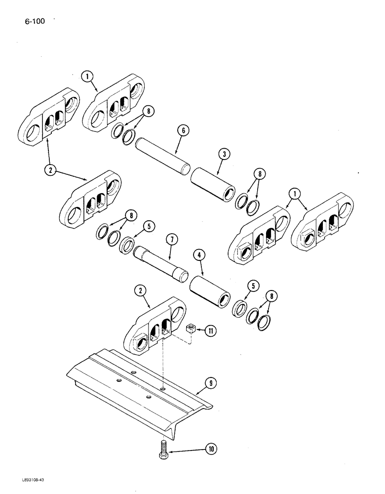 Схема запчастей Case IH 1680 - (6-100[B]) - TRACK CHAIN, P.I.N. JJC0117060 & AFTER (03) - POWER TRAIN