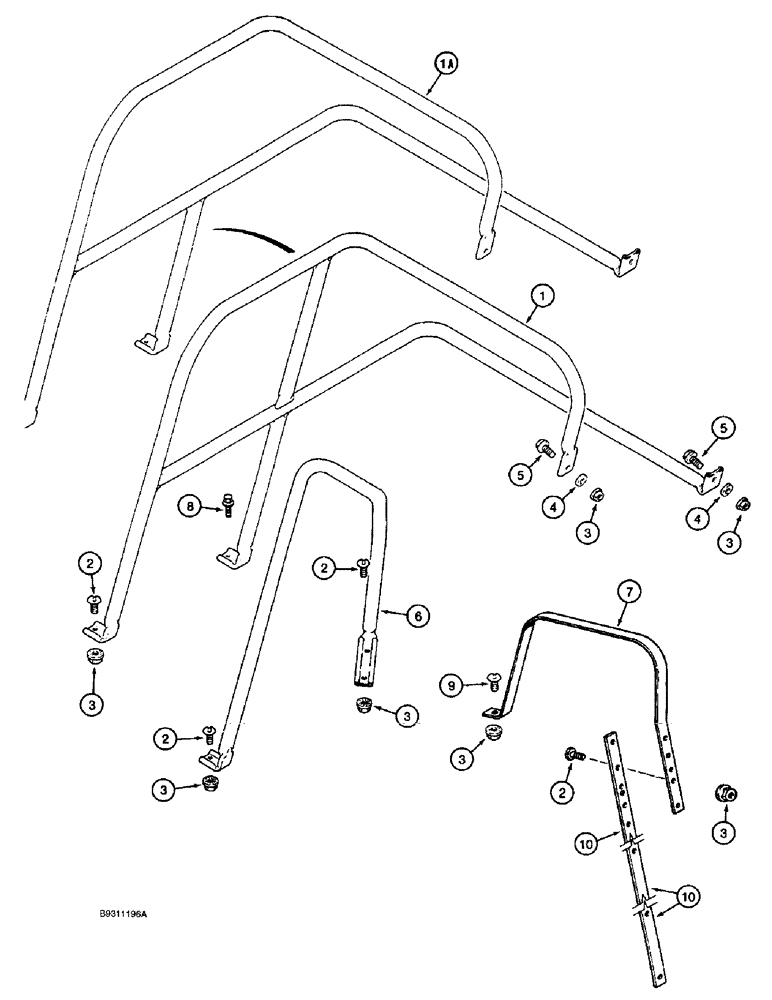 Схема запчастей Case IH 1688 - (9H-16) - SERVICE DECK HAND RAILS (12) - CHASSIS