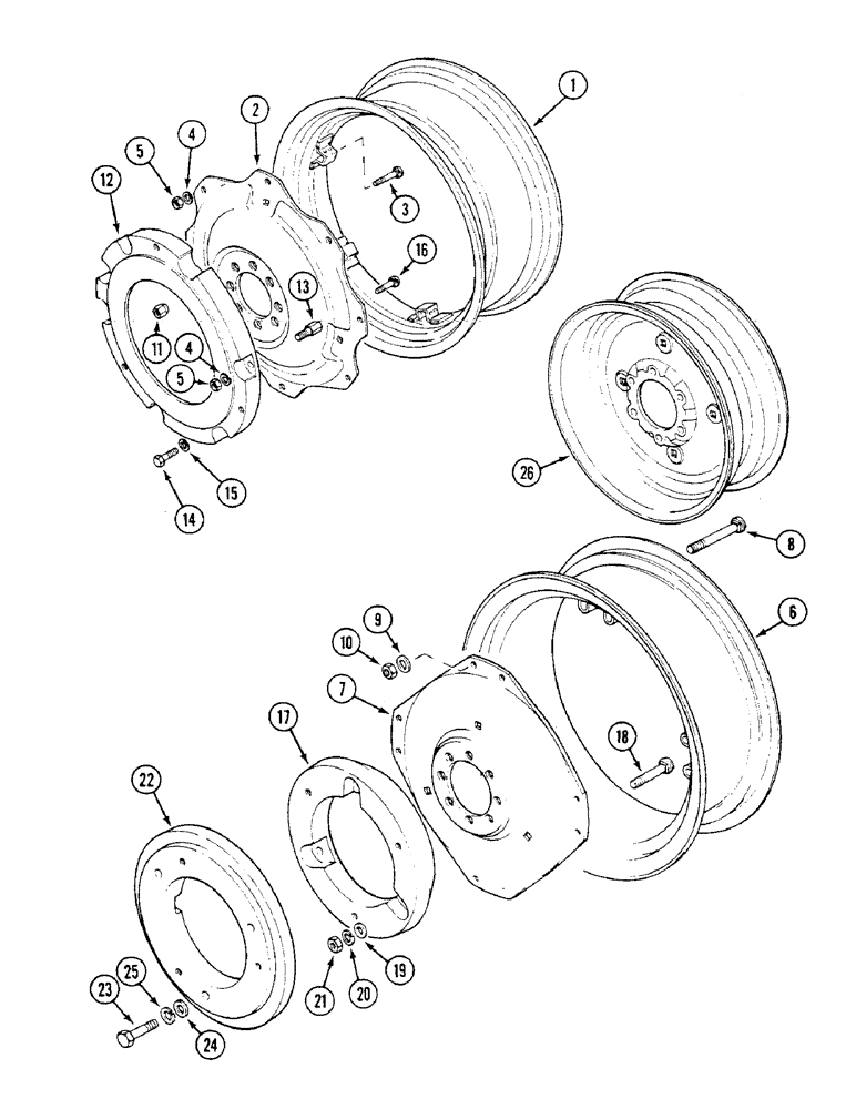 Схема запчастей Case IH 1294 - (6-176) - REAR WHEELS AND BALLAST WEIGHTS (06) - POWER TRAIN