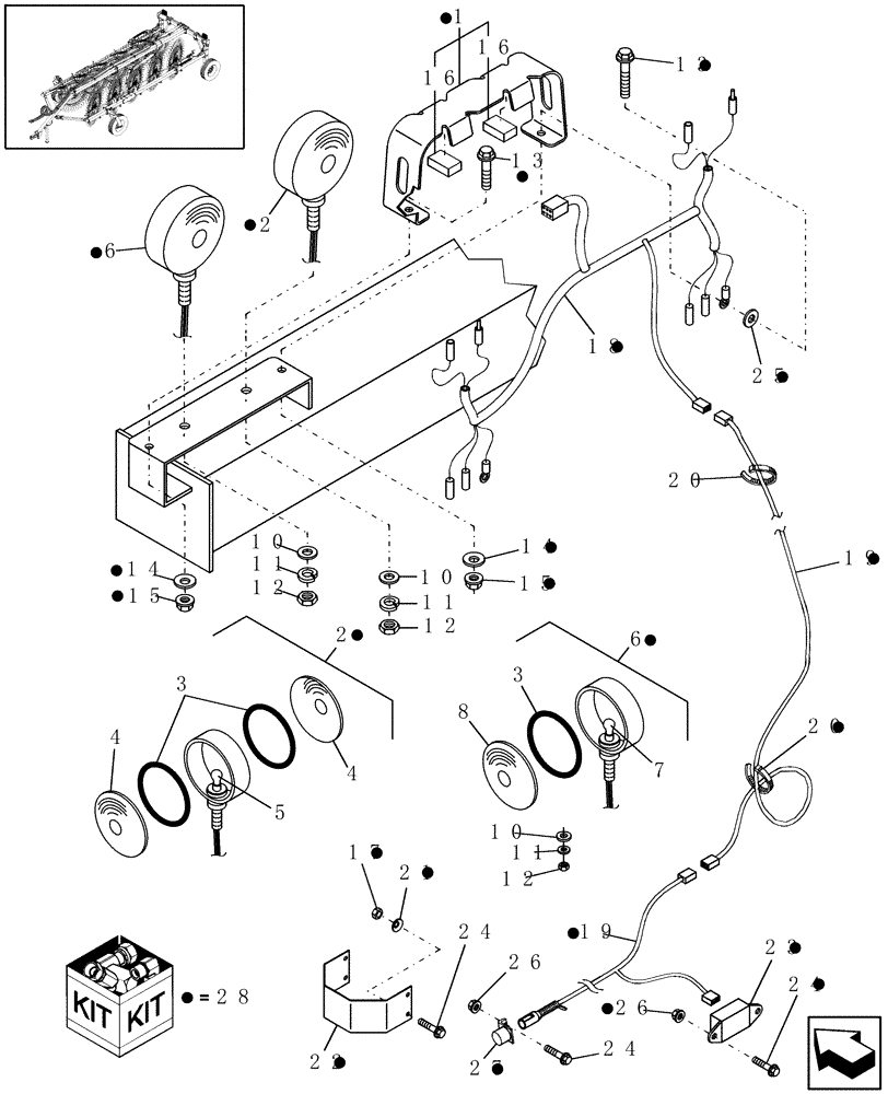 Схема запчастей Case IH WRX201 - (55.404.01) - ELECTRICAL, LIGHT KIT (55) - ELECTRICAL SYSTEMS