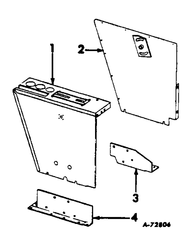 Схема запчастей Case IH 303 - (098) - OPERATORS LEVER SHROUD, SERIAL NO. 7277 AND BELOW (90) - PLATFORM, CAB, BODYWORK AND DECALS