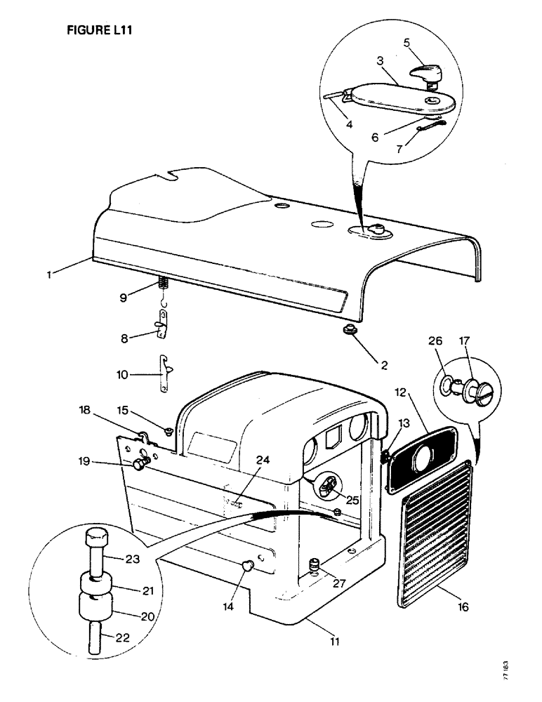 Схема запчастей Case IH 1412 - (L11-1) - CHASSIS, BONNET, FENDERS, SAFETY FRAME AND CAB, BONNET ASSEMBLY, TRACTORS W/ CAB (12) - CHASSIS