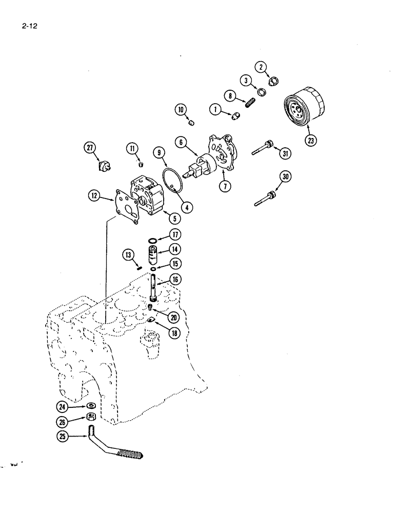 Схема запчастей Case IH 1120 - (2-12) - OIL PUMP AND FILTER (02) - ENGINE