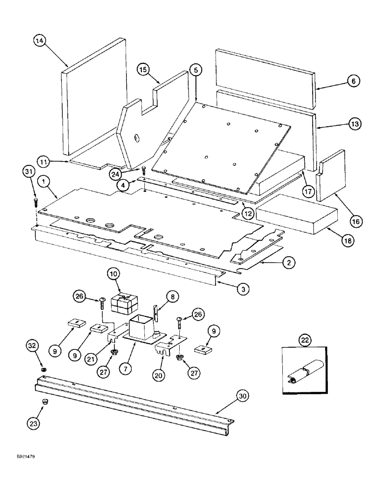 Схема запчастей Case IH 2055 - (9E-18) - CAB ASSEMBLY, SOUND INSULATION AND FLOOR MATS (10) - CAB & AIR CONDITIONING