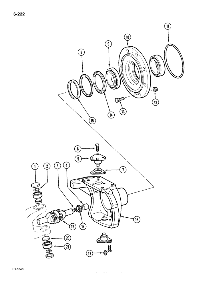 Схема запчастей Case IH 385 - (6-222) - STEERING KNUCKLE, 4 WHEEL DRIVE, MFD AXLES APL-330 AND APL-325 TRACTORS P.I.N. 18001 AND AFTER (06) - POWER TRAIN